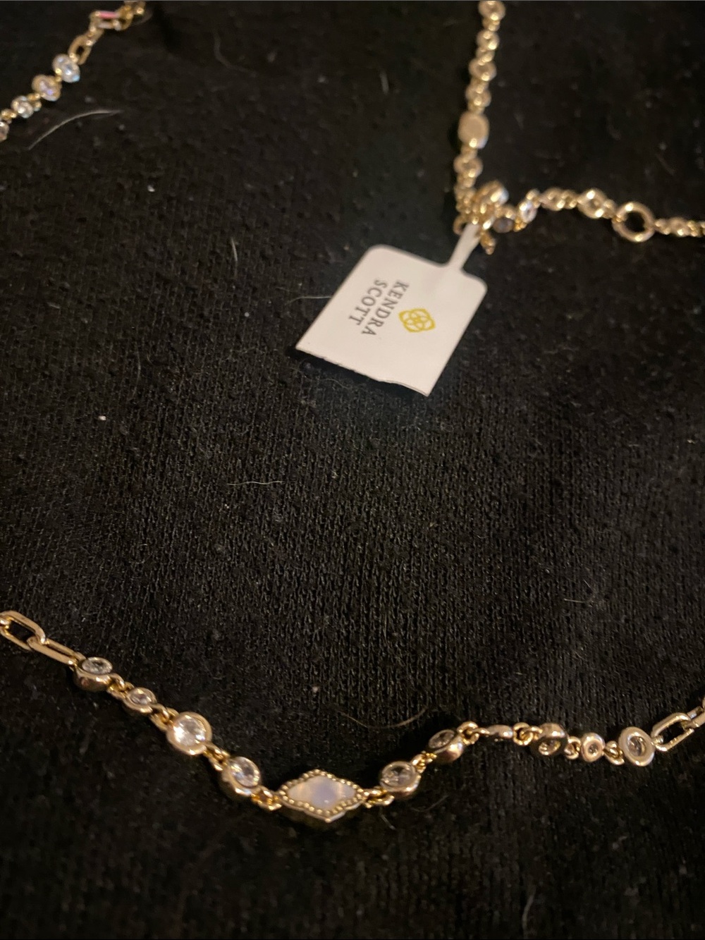 Kendra Scott Gold Opal and Clear Stone Station Necklace